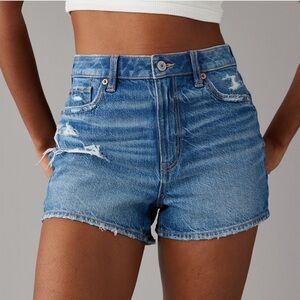 American Eagle Strigid Ripped Denim Mom Short